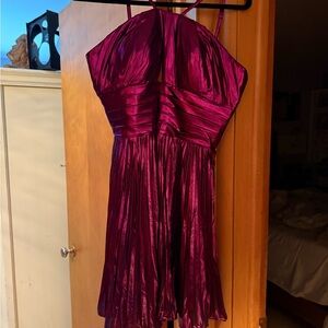 Elegant Burgundy Pleated Dress